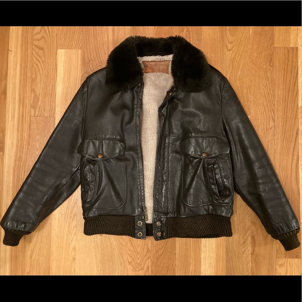 William Barry Leather Bomber Jacket size 36